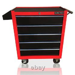 376 Nous Pro Rouge Noir Outils Abordable Coffre Boîte À Outils Roller Cabinet 5 Tiroirs
