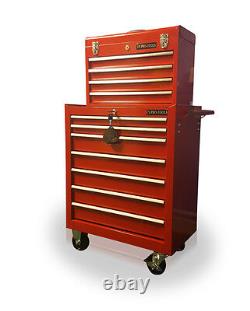 406 Outils Pro Rouge Boîte à outils en acier abordable avec rouleau et 11 tiroirs