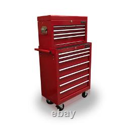 423 Boîte à outils Cabinet à roulettes en acier Coffre de 13 tiroirs Rouge brillant US Pro Tools
