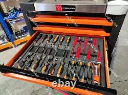 4/4 Boîte De Outils Roller Cabinet Acier Chest 4 Drawers Full Of Tools Widmann Deluxe
