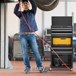 6 Tiroir Roulant Combo de Coffre à Outils Verrouillable avec Roues - Noir