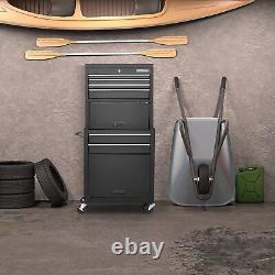 6 Tiroir Roulant Combo de Coffre à Outils Verrouillable avec Roues - Noir