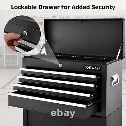 6 Tiroir Roulant Combo de Coffre à Outils Verrouillable avec Roues - Noir