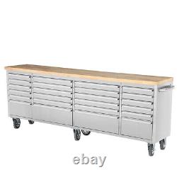 96 Armoires d'outil de travail avec 24 tiroirs en acier inoxydable brossé