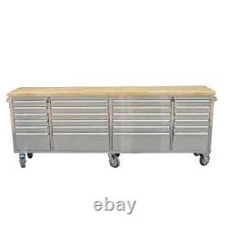 96 Armoires d'outil de travail avec 24 tiroirs en acier inoxydable brossé