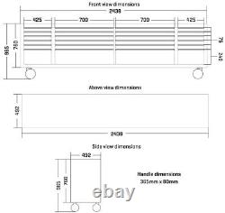 96 Armoires d'outil de travail avec 24 tiroirs en acier inoxydable brossé