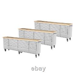 96 Armoires d'outil de travail avec 24 tiroirs en acier inoxydable brossé