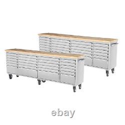 96 Armoires d'outil de travail avec 24 tiroirs en acier inoxydable brossé