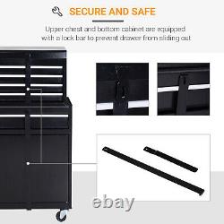Acier 4-drawer Duo-door Rolling Large Tool Bottom Cabinet Top Chest Roues Noir