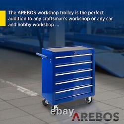 Arebos Roller Tool Armoire De Rangement 5 Tiroirs Boîte À Outils Garage Atelier Bleu