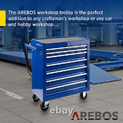 Arebos Roller Tool Armoire De Rangement 7 Tiroirs Boîte À Outils Garage Atelier Bleu