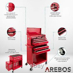 Arebos Roller Tool Armoire De Rangement 9 Tiroirs Boîte À Outils Garage Atelier Rouge