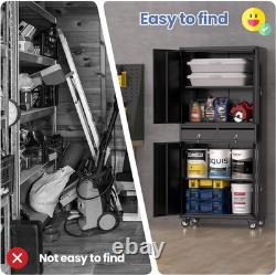 Armoire Métallique Robuste de 73 Pouces avec Rangement à Outils Verrouillable, 2 Tiroirs et Étagères