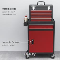 Armoire à outils HOMCOM sur roulettes avec 5 tiroirs, coffre à outils supérieur combiné avec armoire à roulettes