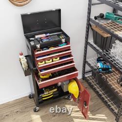 Armoire à outils HOMCOM sur roulettes avec 5 tiroirs, coffre à outils supérieur combiné avec armoire à roulettes