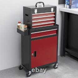 Armoire à outils HOMCOM sur roulettes avec 5 tiroirs, coffre à outils supérieur combiné avec armoire à roulettes