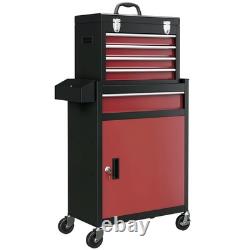 Armoire à outils HOMCOM sur roulettes avec 5 tiroirs, coffre à outils supérieur combiné avec armoire à roulettes