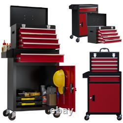 Armoire à outils HOMCOM sur roulettes avec 5 tiroirs, coffre à outils supérieur et combinaison d’armoire à roulettes