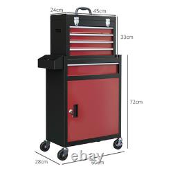 Armoire à outils HOMCOM sur roulettes avec 5 tiroirs, coffre à outils supérieur et combinaison d’armoire à roulettes