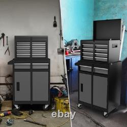 Armoire à outils à 5 tiroirs avec boîte à outils amovible et roulettes noire
