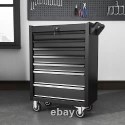 Armoire à outils à 7 tiroirs, chariot d'atelier sur roulettes verrouillable en noir