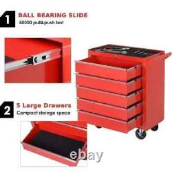 Armoire à outils à rouleaux DURHAND avec 5 tiroirs, boîte de rangement pour garage et atelier, rouge