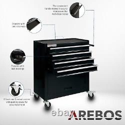 Armoire à outils à roulettes AREBOS avec 4 tiroirs et coffre à outils, chariot