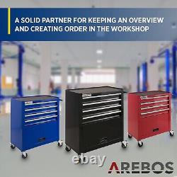 Armoire à outils à roulettes AREBOS avec 4 tiroirs et coffre à outils, chariot