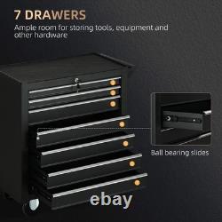 Armoire à outils à roulettes à 7 tiroirs, coffre de rangement, boîte pivotante pour garage et atelier