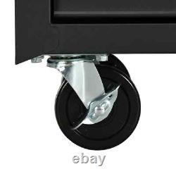 Armoire à outils à roulettes, coffre de rangement en acier, boîte noire à 7 tiroirs avec roues 
<br/> 		 