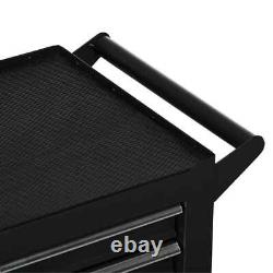 Armoire à outils à roulettes, coffre de rangement en acier, boîte noire à 7 tiroirs avec roues<br/>
