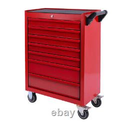 Armoire à outils à roulettes pour garage avec 7 tiroirs, station de rangement et clés