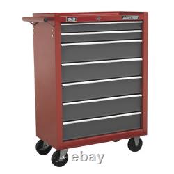 Armoire à outils à tiroirs Sealey AP22507BB avec roulements à billes 7 tiroirs, rouge/gris