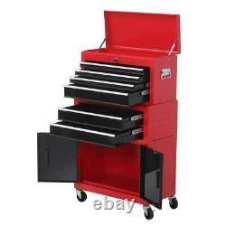 Armoire à outils autoportante 6 tiroirs avec panneau perforé et 2 portes verrouillables Rouge/Noir