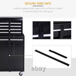 Armoire à outils en acier à 4 tiroirs, coffre à outils roulant à double porte sur roulettes, noir