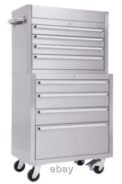 Armoire à outils en acier inoxydable de 30 pouces avec 8 tiroirs