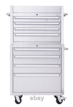Armoire à outils en acier inoxydable de 30 pouces avec 8 tiroirs