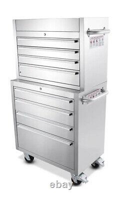 Armoire à outils en acier inoxydable de 30 pouces avec 8 tiroirs