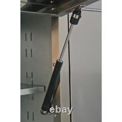 Armoire à outils en acier inoxydable mobile Sealey avec 10 tiroirs, panneau arrière et 2 crochets muraux.