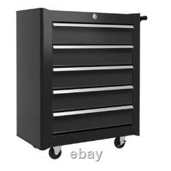 Armoire à outils en acier verrouillable à 5 tiroirs avec roulettes et poignée pour rangement de garage