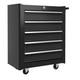 Armoire &agrave; Outils En Acier Verrouillable &agrave; 5 Tiroirs Avec Roulettes Et Poign&eacute;e Pour Rangement De Garage