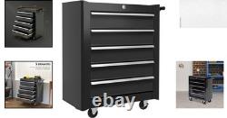 Armoire à outils en acier verrouillable à 5 tiroirs avec roulettes et poignée pour rangement de garage