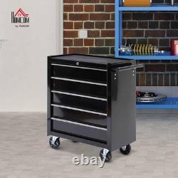 Armoire à outils en acier verrouillable à 5 tiroirs avec roulettes et poignée pour rangement de garage