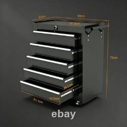 Armoire à outils en acier verrouillable à 5 tiroirs avec roulettes et poignée pour rangement de garage