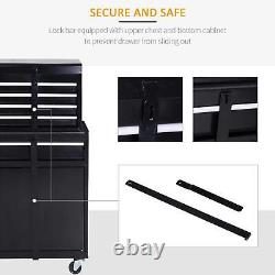Armoire à outils en métal DURHAND 2 en 1 avec boîte de rangement, 5 tiroirs et panneau perforé