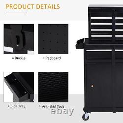 Armoire à outils en métal DURHAND 2 en 1 avec boîte de rangement, 5 tiroirs et panneau perforé