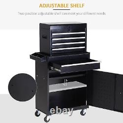 Armoire à outils en métal DURHAND 2 en 1 avec boîte de rangement, 5 tiroirs et panneau perforé