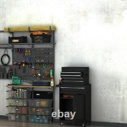 Armoire à outils en métal DURHAND 2 en 1 avec boîte de rangement, 5 tiroirs et panneau perforé