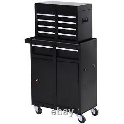 Armoire à outils en métal DURHAND 2 en 1 avec boîte de rangement, 5 tiroirs et panneau perforé