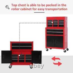 Armoire à outils en métal sur roues avec 6 tiroirs, adaptée pour garage/usine en rouge